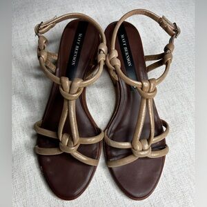 Matt Bernson Elba Sandals Rose Gold Knot Strap Block Heel Size 9